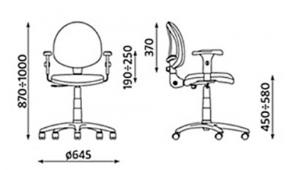 Krzesło biurowe SMART z mechanizmem CPT  -wymiary
