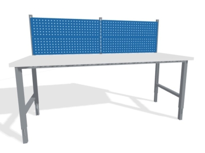 Stół kompletacyjny 2000 mm z niską nadbudową - 4 tablice perforowane RAL 7035/5015