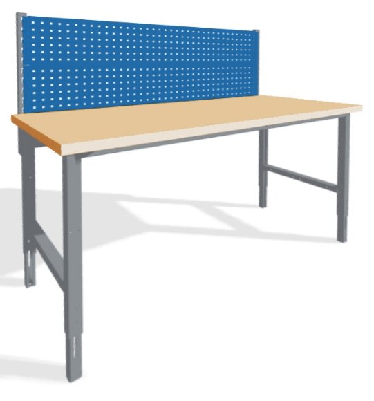 Lekki stół warsztatowy 1500 mm z regulowaną wysokością i niska nadbudową