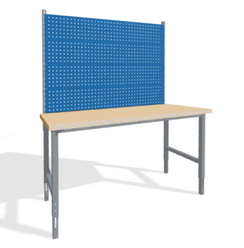 Lekki stół warsztatowy 1500 mm z regulowaną wysokością i wysoką nadbudową