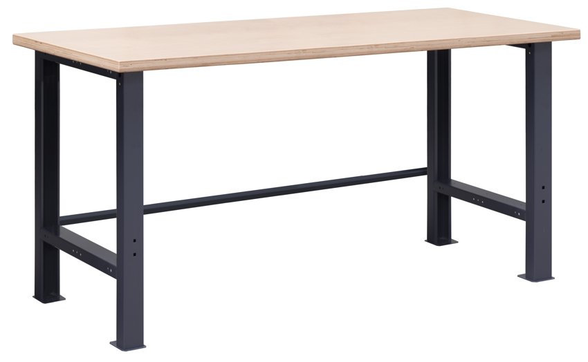 Stół do warsztatu typu PL03L z blatem ze sklejki lakierowanej i regulacją wysokości